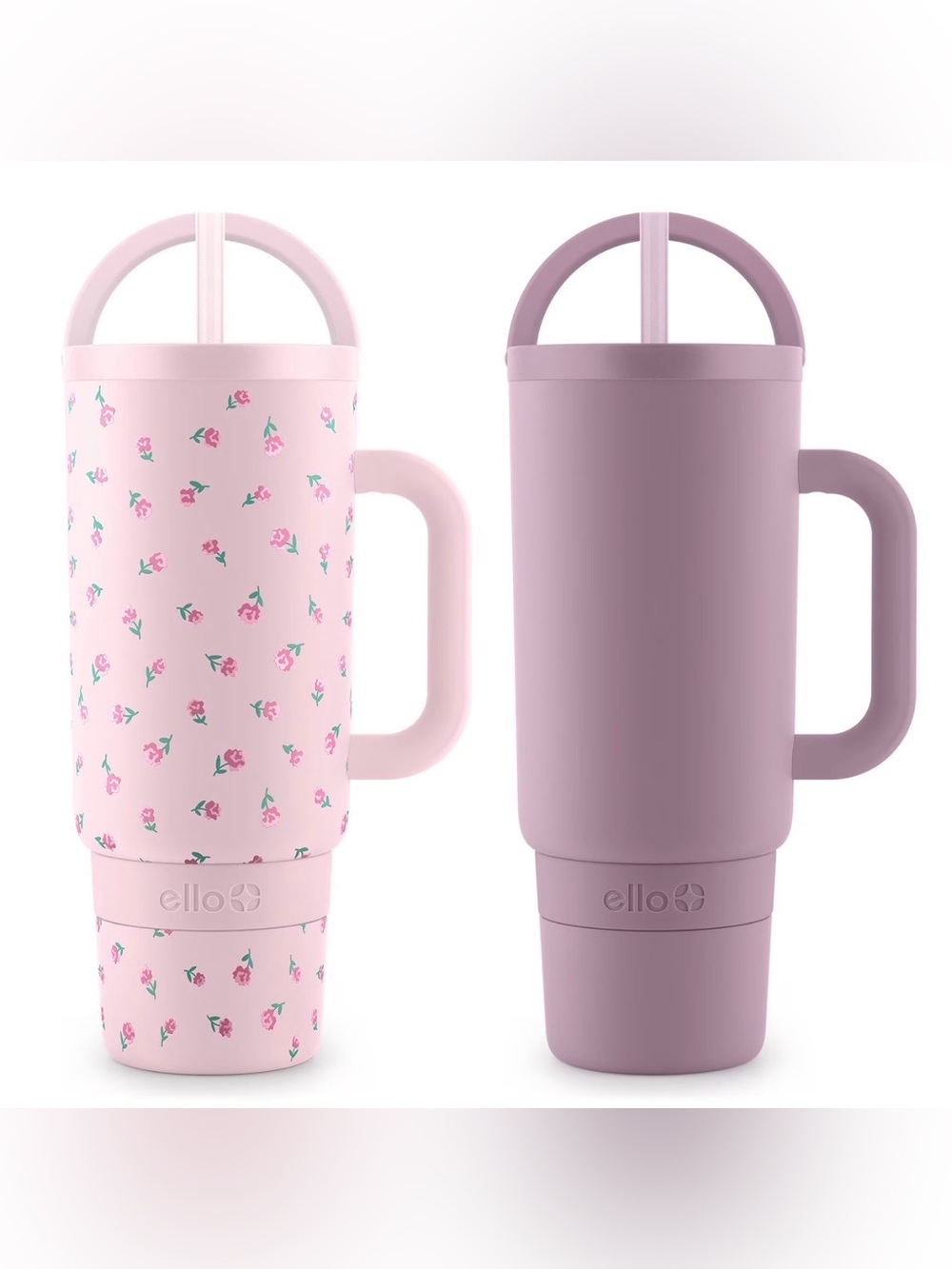 Ello Insulated Travel Mug Set — Pink & Mauve